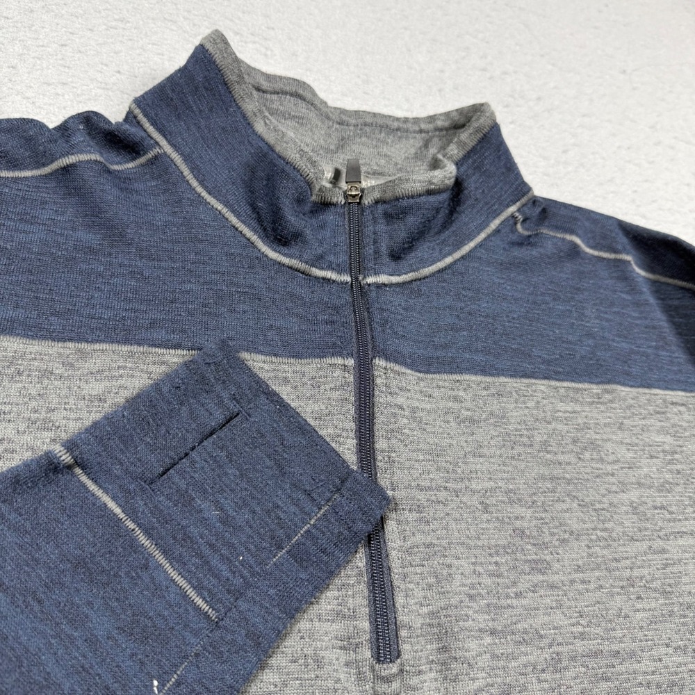 Kuhl Mens Quarter Zip Pullover Sweater Navy Blue Heathered Grey Large
